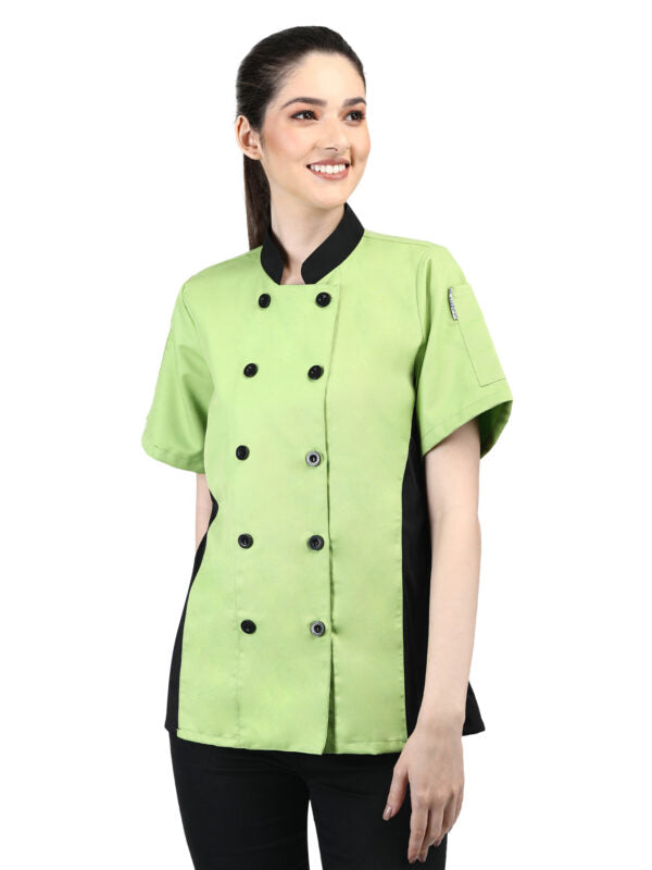 Short Sleeves Only Women’s Ladies Side Mesh Chef’s Coat Jacket By Uniformates – Green